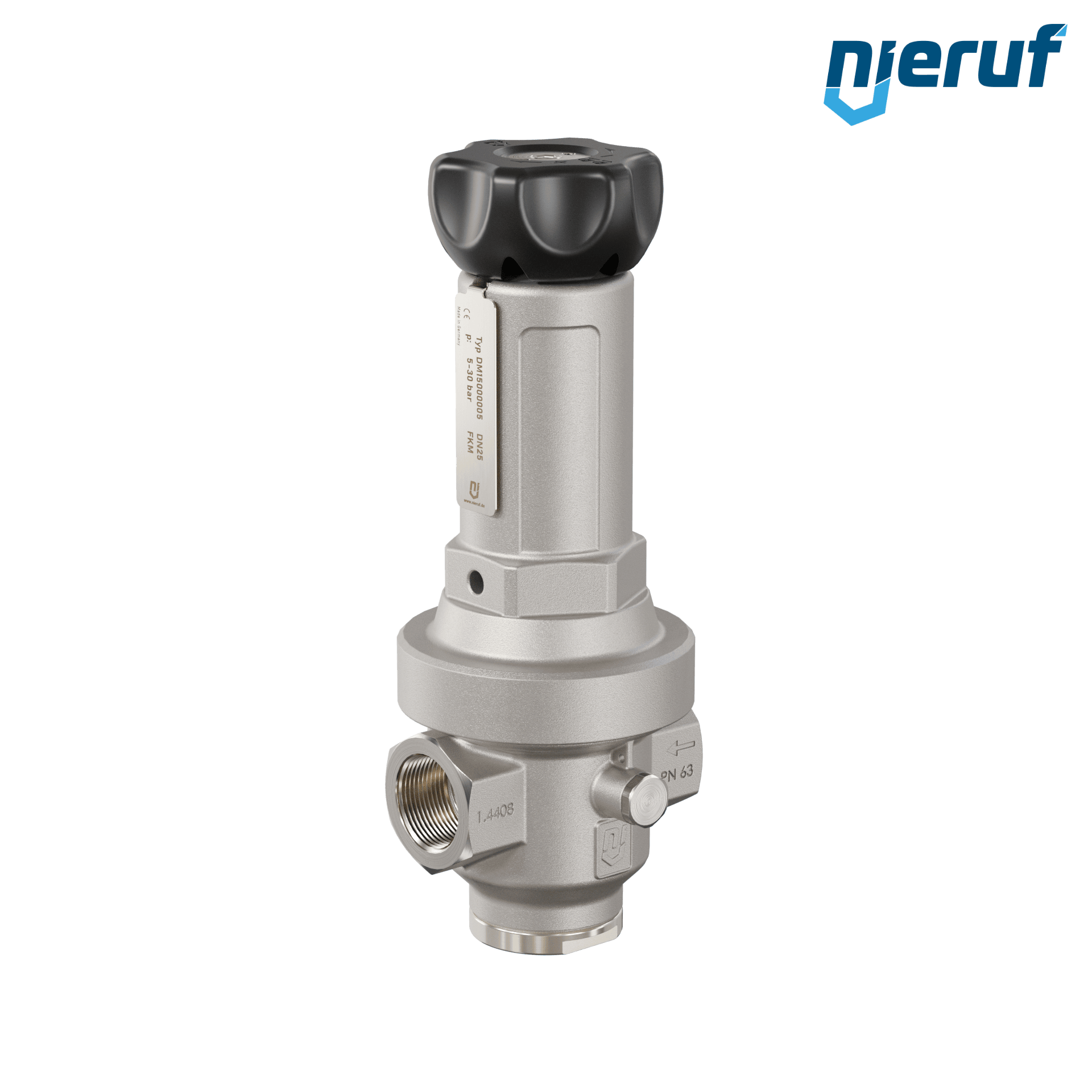 Regulador de presión de precisión 1" pulgada DM15 acero inoxidable FKM 5,0 - 30,0 bar