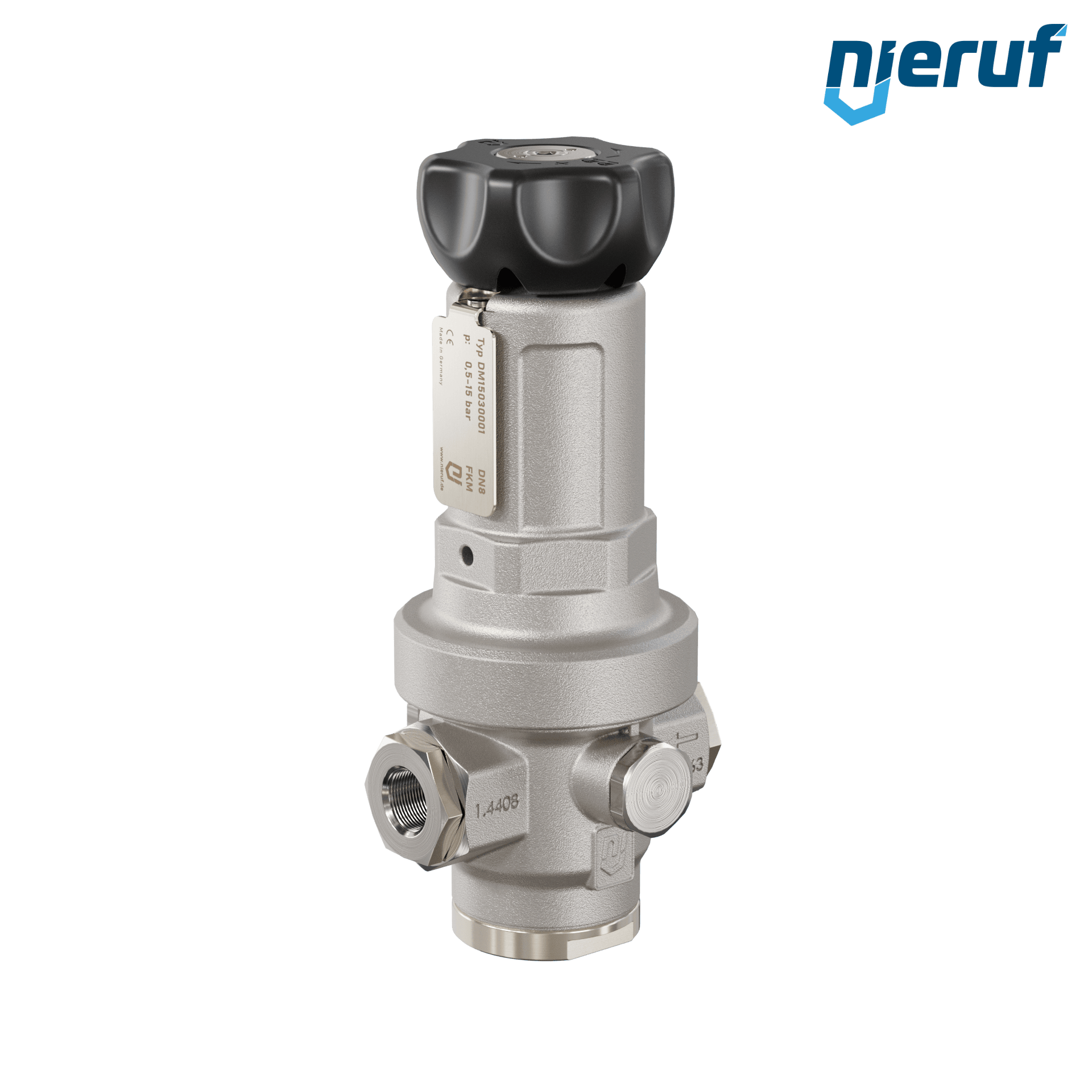 Regulador de presión de precisión 1/4" pulgada DM15 acero inoxidable FKM 0,5 - 15,0 bar