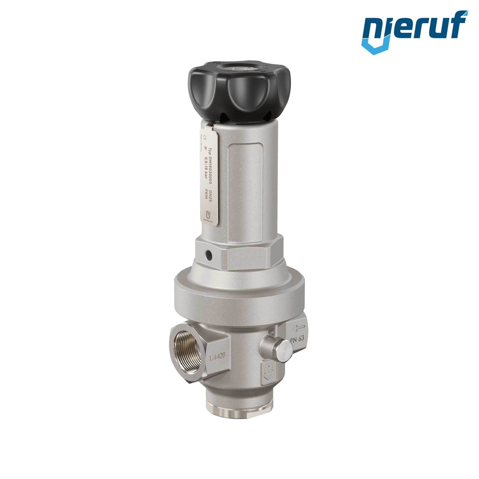 Regulador de presión de precisión 1" pulgada DM15 acero inoxidable FKM 0,5 - 15,0 bar