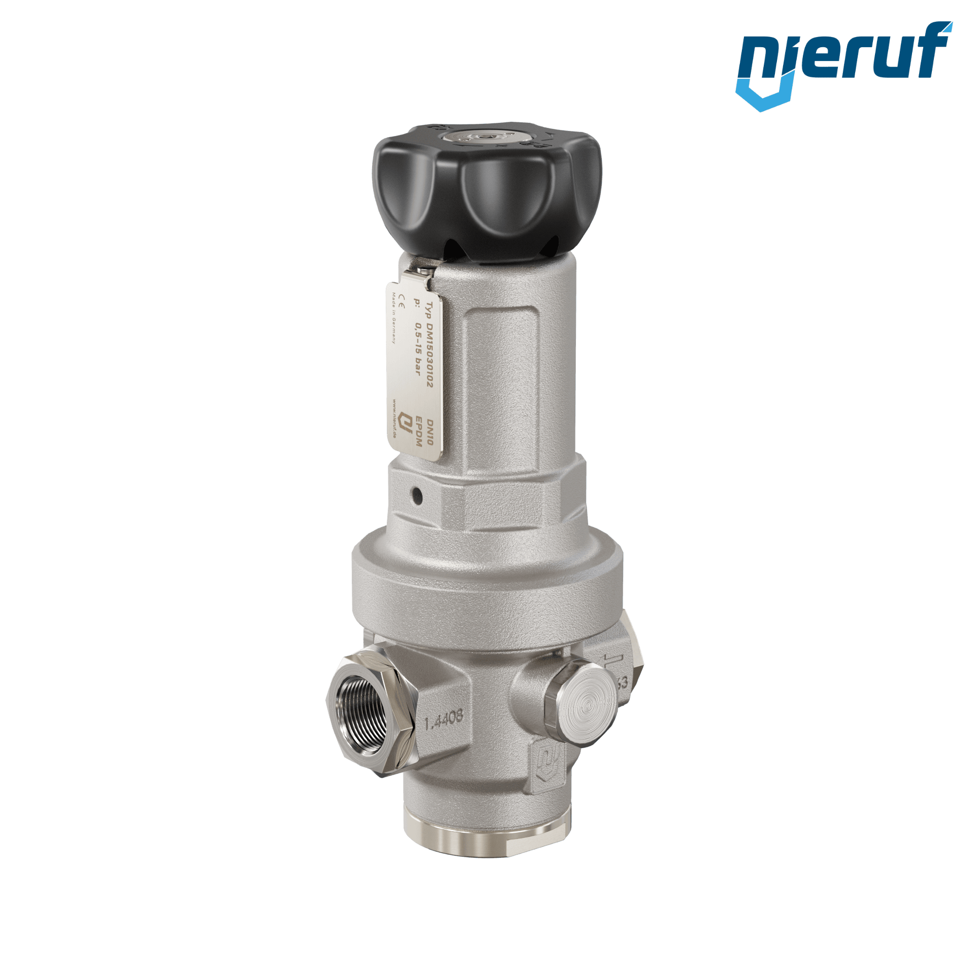 Regulador de presión de precisión 3/8" DM15 acero inoxidable EPDM 0,5 - 15,0 bar