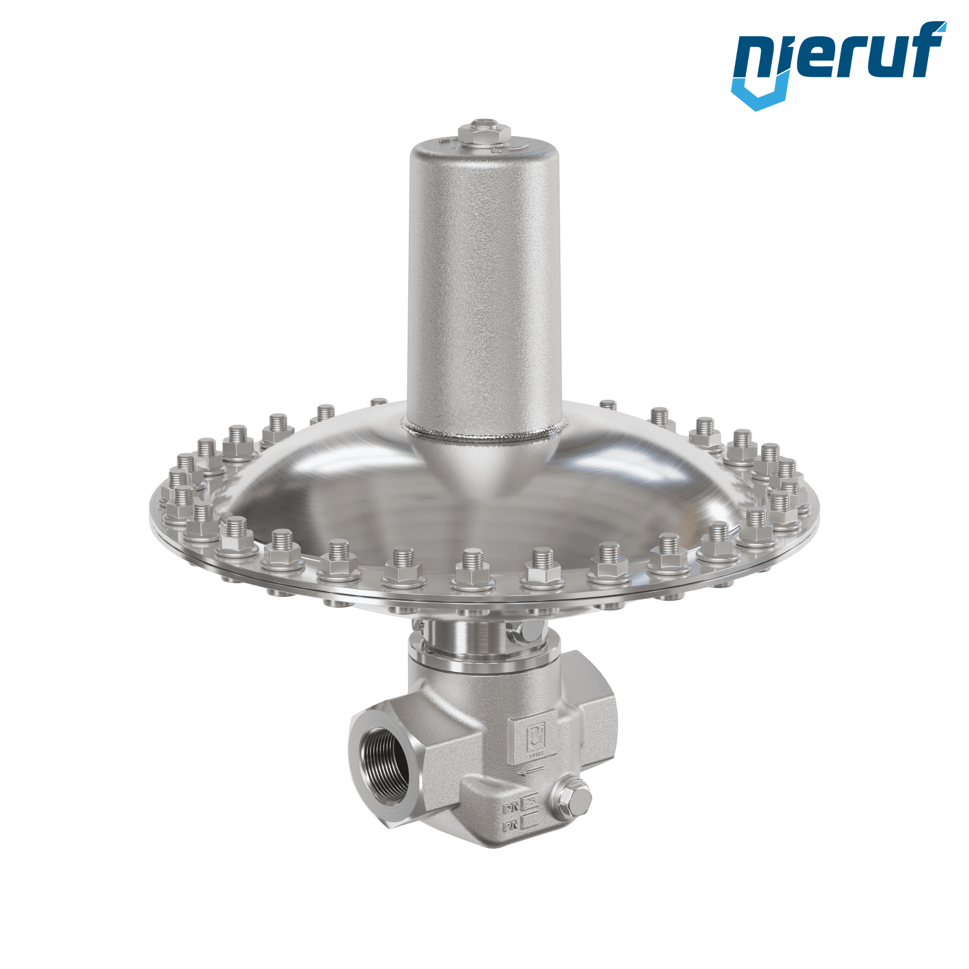 Reductor de presión de milibares DN25 DM23 rosca hembra acero inoxidable FKM 30 - 500 mbar