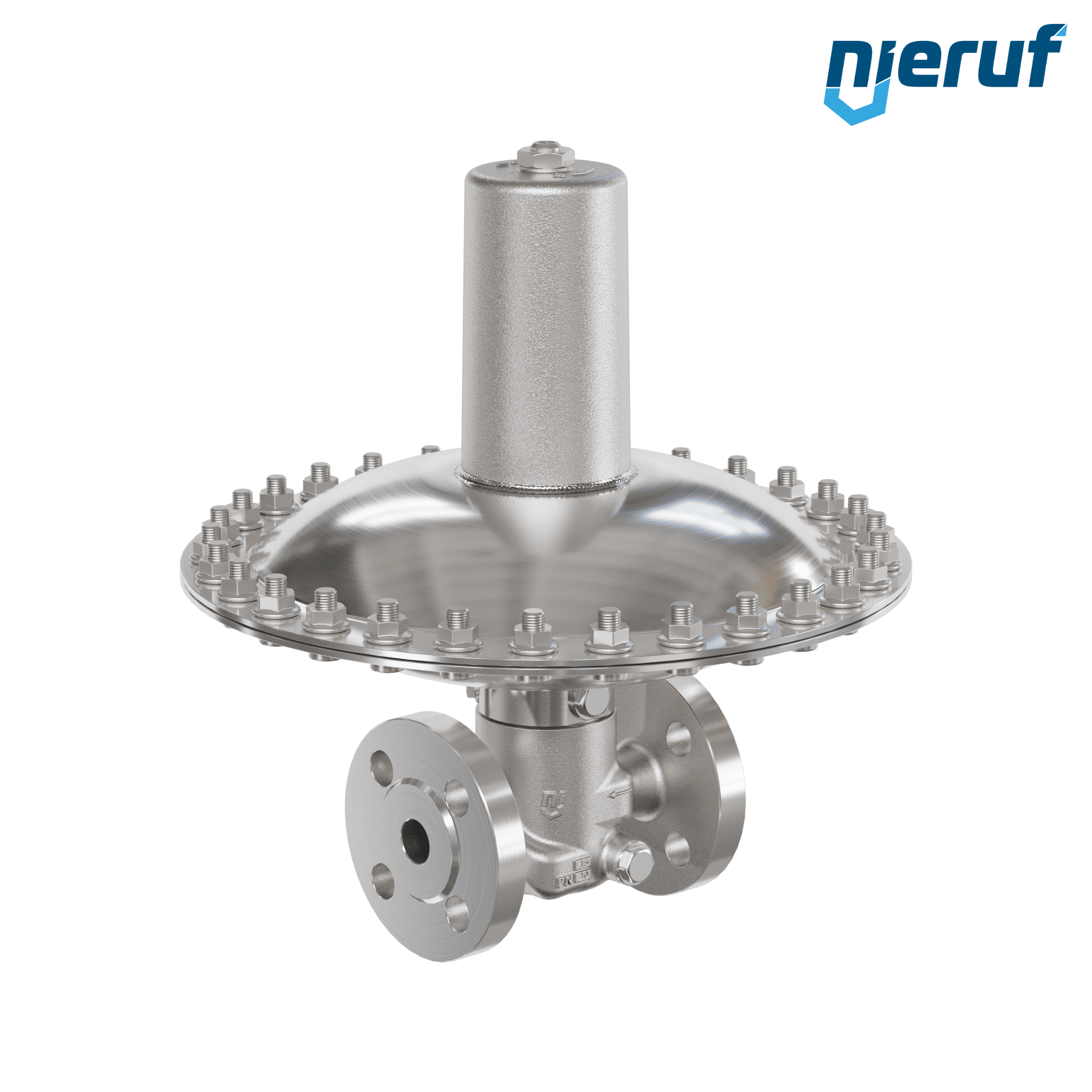 Reductor de presión de milibares DN15 DM23 Brida DIN EN 1092 Acero inoxidable FKM 7 - 100 mbar